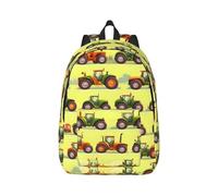 YQxwJL Mochila para portátil de lona con estampado de palmeras y mares claros, bolsa de viaje informal al aire libre, mochila de diario, bolsa de libros para hombres y mujeres, Green Fields Maquinaria