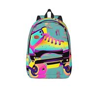 YQxwJL Mochila para portátil de lona con estampado de palmeras y mares claros, bolsa de viaje informal al aire libre, mochila de diario, bolsa de libros para hombres y mujeres, Patines de ruedas