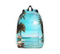 YQxwJL Mochila para portátil de lona con estampado de palmeras y mares claros, bolsa de viaje informal al aire libre, mochila de diario, bolsa de libros para hombres y mujeres, Palmeras y mar claro, S