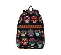 YQxwJL Mochila para portátil de lona con estampado de palmeras y mares claros, bolsa de viaje informal al aire libre, mochila de diario, bolsa de libros para hombres y mujeres, Estampado de calavera
