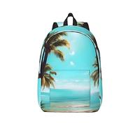 YQxwJL Mochila para portátil de lona con estampado de palmeras y mares claros, bolsa de viaje informal al aire libre, mochila de diario, bolsa de libros para hombres y mujeres, Palmeras y mares, M