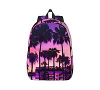 YQxwJL Mochila para portátil de lona con estampado de palmeras y mares claros, bolsa de viaje informal al aire libre, mochila de diario, bolsa de libros para hombres y mujeres, Puestas de sol moradas
