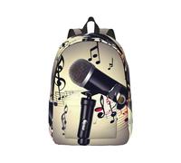 YQxwJL Mochila para portátil de lona con estampado de palmeras y mares claros, bolsa de viaje informal al aire libre, mochila de diario, bolsa de libros para hombres y mujeres, Micrófono con notas