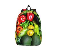 YQxwJL Mochila para portátil de lona con estampado de palmeras y mares claros, bolsa de viaje informal al aire libre, mochila de diario, bolsa de libros para hombres y mujeres, Frutas de hortalizas