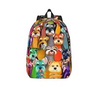 YQxwJL Mochila para portátil de lona con estampado de rosas rosas Bolsa de viaje informal al aire libre Mochila para libros para hombres y mujeres, Perros Schnauzer lindos con aceite, M