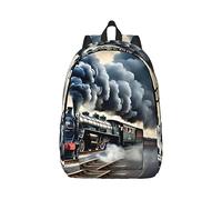YQxwJL Mochila para portátil de lona con estampado de símbolos de Inglaterra, bolsa de viaje informal al aire libre, mochila de diario, bolsa de libros para hombres y mujeres, Nubes de tren de vapor,