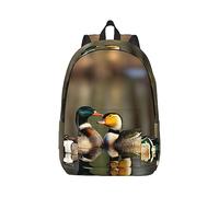 YQxwJL Mochila para portátil de lona con estampado floral en blanco y negro, bolsa de viaje informal al aire libre, mochila de diario, mochila de libros para hombres y mujeres, Patos Mallard, S