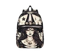 YQxwJL Mochila para portátil de lona con estampado floral en blanco y negro, bolsa de viaje informal al aire libre, mochila de diario, mochila de libros para hombres y mujeres, Brujería mágica