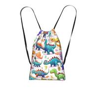 YQxwJL Mochila plegable con cordón con estampado de dinosaurios de dibujos animados, de gran capacidad, para gimnasio, para mujeres y hombres