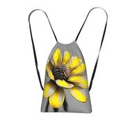 YQxwJL Mochila plegable con cordón con estampado de flores amarillas y grises, bolsa de gimnasio de gran capacidad, para mujeres y hombres