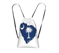 YQxwJL Mochila plegable con cordón y diseño de mapa de la bandera de Carolina del Sur, bolsa de gimnasio de gran capacidad, para mujeres y hombres