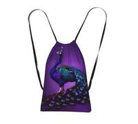 YQxwJL Mochila plegable con cordón y estampado de pavo real morado, bolsa de gimnasio de gran capacidad, para mujeres y hombres