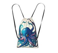 YQxwJL Mochila plegable con cordón y estampado de pulpo azul y morado, bolsa de gimnasio de gran capacidad, para mujeres y hombres