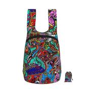 YQxwJL Mochila plegable ultraligera con estampado de monstruos abstractos, mochila portátil plegable al aire libre para compras diarias