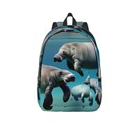 YQxwJL Muchos coloridos dibujos animados dinosaurios impresión lona portátil mochila de viaje casual al aire libre mochila de día bolsa de libros para hombres mujeres, Animales de manatí, M