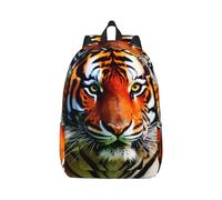 YQxwJL Muchos coloridos dibujos animados dinosaurios impresión lona portátil mochila de viaje casual al aire libre mochila de día bolsa de libros para hombres mujeres, Patrón naranja de rayas de