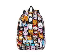 YQxwJL Muchos coloridos dibujos animados dinosaurios impresión lona portátil mochila de viaje casual al aire libre mochila de día bolsa de libros para hombres mujeres, Muchos gatos de dibujos