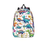YQxwJL Muchos coloridos dibujos animados dinosaurios impresión lona portátil mochila de viaje casual al aire libre mochila de día bolsa de libros para hombres mujeres, Muchos dinosaurios coloridos de