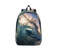 YQxwJL Muchos coloridos dibujos animados dinosaurios impresión lona portátil mochila de viaje casual al aire libre mochila de día bolsa de libros para hombres mujeres, Hermosas olas del mar, M