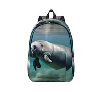 YQxwJL Muchos coloridos dibujos animados dinosaurios impresión lona portátil mochila de viaje casual al aire libre mochila de día bolsa de libros para hombres mujeres, Animales de manat, S