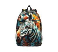 YQxwJL Muchos coloridos dibujos animados dinosaurios impresión lona portátil mochila de viaje casual al aire libre mochila de día bolsa de libros para hombres mujeres, Cebra animal abstracto, S