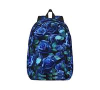 YQxwJL Muchos coloridos dibujos animados dinosaurios impresión lona portátil mochila de viaje casual al aire libre mochila de día bolsa de libros para hombres mujeres, Muchas rosas azules, S