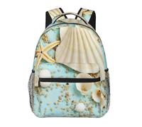 YQxwJL Ocean Sea Beach Seashells Starfish Blue Print Mochila ligera plegable para viajes, camping, al aire libre, mochila plegable ligera