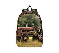 YQxwJL Opossum en la nieve impresión lona portátil mochila de viaje casual al aire libre mochila de día bolsa de libros para hombres mujeres, Viejo tractor fotos granja, S