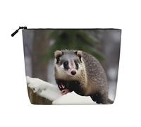 YQxwJL Opossum In Snow - Bolsa de cosméticos con estampado de nieve, organizador de maquillaje con cremallera, bonitas bolsas de maquillaje para viaje, Negro -, Talla única