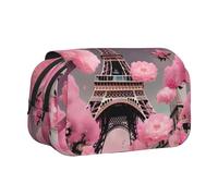 YQxwJL Paris Street - Estuche organizador de lápices con estampado floral rosa, gran capacidad, portátil, con cremallera, para oficina y hogar