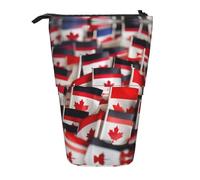 YQxwJL Pequeñas banderas canadienses con estampado de banderas telescópicas, bolsa de lápices emergente, portalápices de pie, estuche bonito para adultos