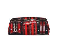 YQxwJL Phone Booth London Street Print - Estuche para lápices de gran capacidad con cremallera, bolsa de cuero duradero para oficina, viajes