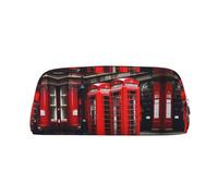 YQxwJL Phone Booth London Street Print - Estuche para lápices de gran capacidad con cremallera, bolsa de cuero duradero para oficina, viajes