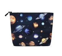 YQxwJL Planets Stars and Milky Way - Bolsa de cosméticos con estampado de galaxia, organizador de maquillaje con cremallera, bonitas bolsas de maquillaje para viaje, Negro -, Talla única
