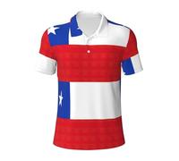 YQxwJL Polo de manga corta con estampado de la bandera de Chile para hombre, camisa deportiva que absorbe la humedad, Negro, XL