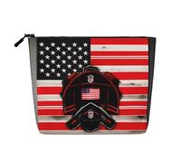 YQxwJL Red Line - Bolsa de cosméticos con estampado de bandera de Estados Unidos, organizador de maquillaje con cremallera, bonitas bolsas de maquillaje, bolsa de aseo de viaje, Negro -, Talla única