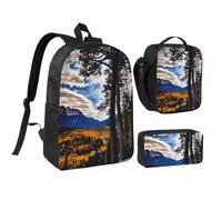 YQxwJL Rocky Mountain Range - Mochila de 3 piezas con lonchera y estuche para lápices, para viajes, trabajo, camping, unisex