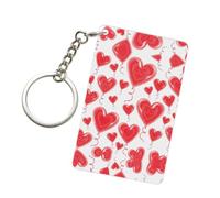 YQxwJL Romántico corazón rojo impreso acrílico etiquetas clave, forma rectangular, adorno de vinilo accesorios llavero titular para regalo de amigo