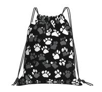 YQxwJL Saco de baño para adultos, bolsa de gimnasio con cordón de huella en blanco y negro, bolsa de deporte impermeable para hombre y mujer, blanca, talla única, Blanco, One Size