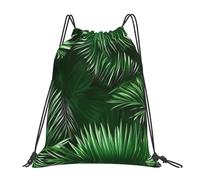 YQxwJL Saco de Baño para Adultos, Hojas Verdes de Palmera Plantas Tropicales Impresión Bolsa de Gimnasio con Cordón Impermeable Bolsa de Deporte para Hombres y Mujeres, Blanco, Talla Única, Blanco,