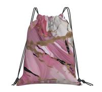 YQxwJL Saco de natación para adultos, bolsa de gimnasio con cordón con estampado de mármol rosa y blanco, bolsa de deporte impermeable para hombre y mujer, blanca, talla única, Blanco, One Size