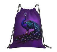 YQxwJL Saco de natación para adultos, bolsa de gimnasio con cordón con estampado de pavo real púrpura, bolsa de deporte impermeable para hombre y mujer, blanca, talla única, Blanco, One Size