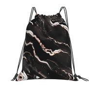 YQxwJL Saco de natación para adultos, bolsa de gimnasio con cordón de estampado de mármol negro y oro rosa, bolsa de deporte impermeable para hombre y mujer, blanca, talla única, Blanco, One Size