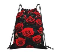 YQxwJL Saco de natación para adultos, bolsa de gimnasio con cordón estampado de rosas rojas, bolsa de deporte impermeable para hombre y mujer, blanca, talla única, Blanco, One Size