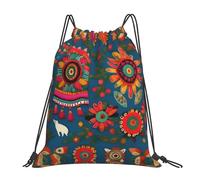 YQxwJL Saco de natación para adultos, bolsa de gimnasio con cordón y estampado de arte popular mexicano, bolsa de deporte impermeable para hombre y mujer, blanca, talla única, compacta, Blanco, One