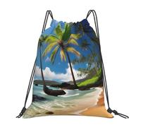 YQxwJL Saco de natación para adultos, bolsa de gimnasio con cordón y estampado de palmera tropical, bolsa de deporte impermeable para hombre y mujer, blanca, talla única, Blanco, One Size