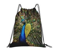 YQxwJL Saco de natación para adultos, bolsa de gimnasio con cordón y estampado de plumas de pavo real, bolsa de deporte impermeable para hombre y mujer, blanca, talla única, Blanco, One Size