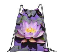 YQxwJL Saco de natación para adultos, bolsa de gimnasio con estampado de flores de loto púrpura, bolsa de deporte impermeable para hombre y mujer, blanca, talla única, Blanco, One Size