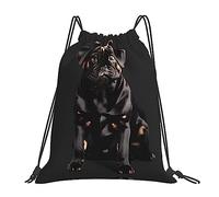 YQxwJL Saco de natación para adultos, lindo perro pug negro escala estándar-2_00 x bolsa de gimnasio impresa, bolsa de deporte impermeable para hombre y mujer, blanca, talla única, Blanco, One Size