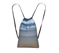 YQxwJL Serene Coastal Print - Mochila plegable con cordón, bolsa de gran capacidad, bolsa de gimnasio para mujeres y hombres
